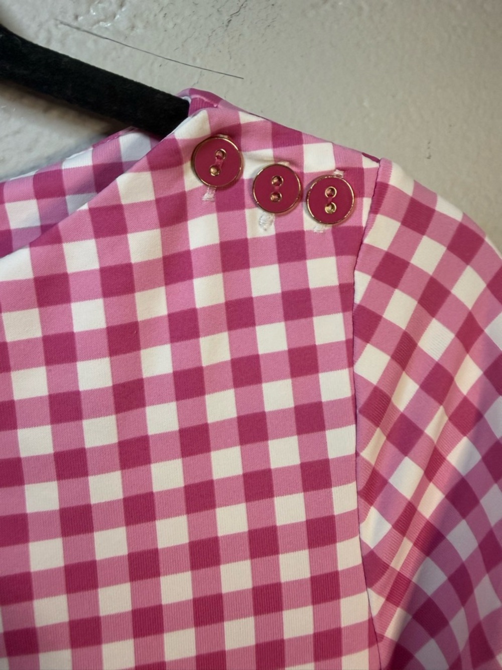 J. McLaughlin Pink Gingham Windsong Top with three-quarter sleeves Size Medium - Picture 6 of 9